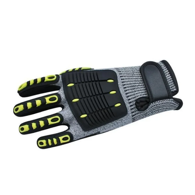 Серые усиленные Противоударные Защитные перчатки Hespax из термопластичной резины, противоударные перчатки для рук с покрытием песчаной, нитриловой ладони, для тяжелой промышленности