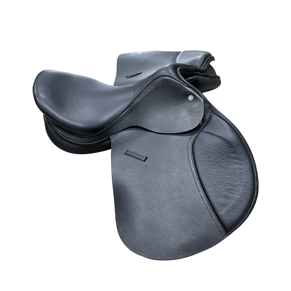 High Quality Removable Black Leather Rocking English Saddle for Horse Racing Dressage Saddle Seat Show Jumping and Polo