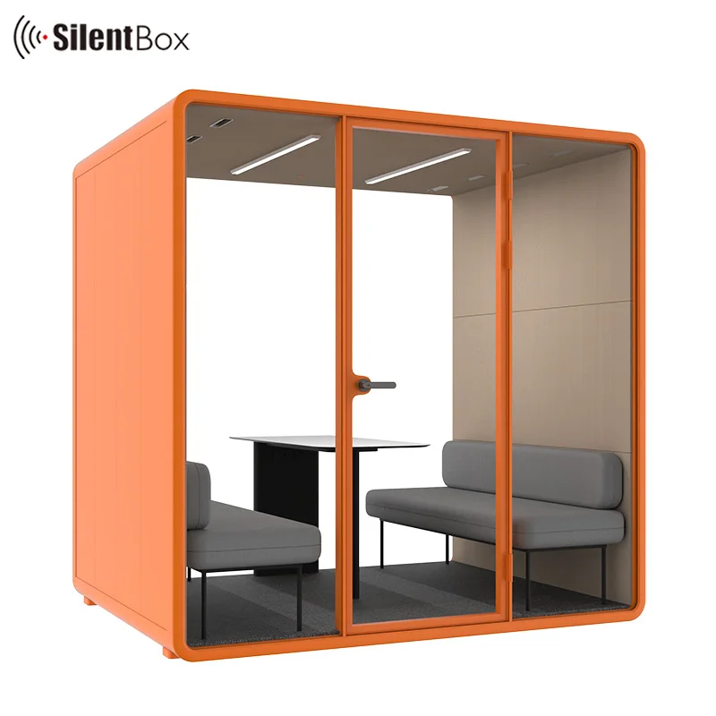 Model large office pods 2-4 person acoustic booth easy assembled and disassembled meeting cabin