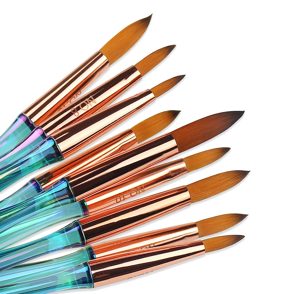 BIN 9pcs UV metal pen barrel like mink Aurora acrylic handle nail pen nail art pen for salon