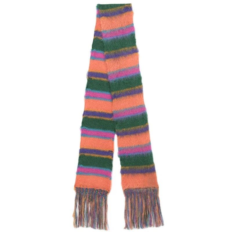 Custom OEM & ODM  Pattern men women sweater knit scarf winter mohair knitwear striped knitted scarf