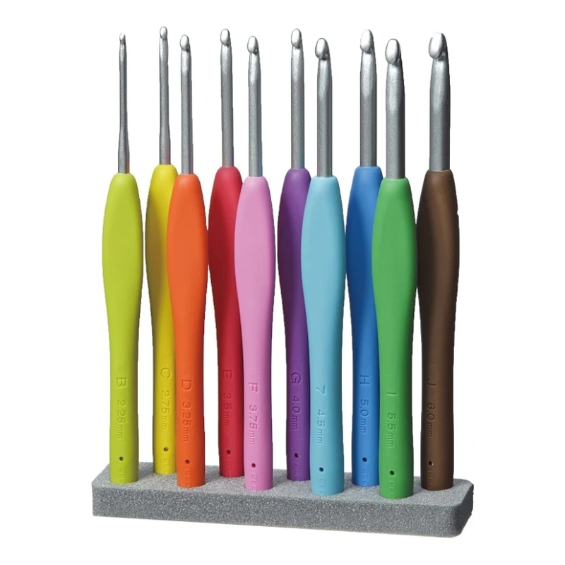Amazon Hot 3672 Amour Crochet Hook Set Soft Handle Aluminum Crochet Hooks Knitting Needles Set 10 sizes