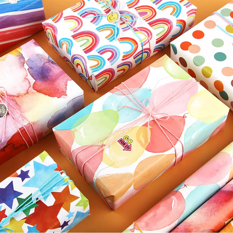 Custom Wrapping Paper Sheets Colorful Cartoon Packaging Wrapping Paper Gift Wrapping Paper Roll Custom Print