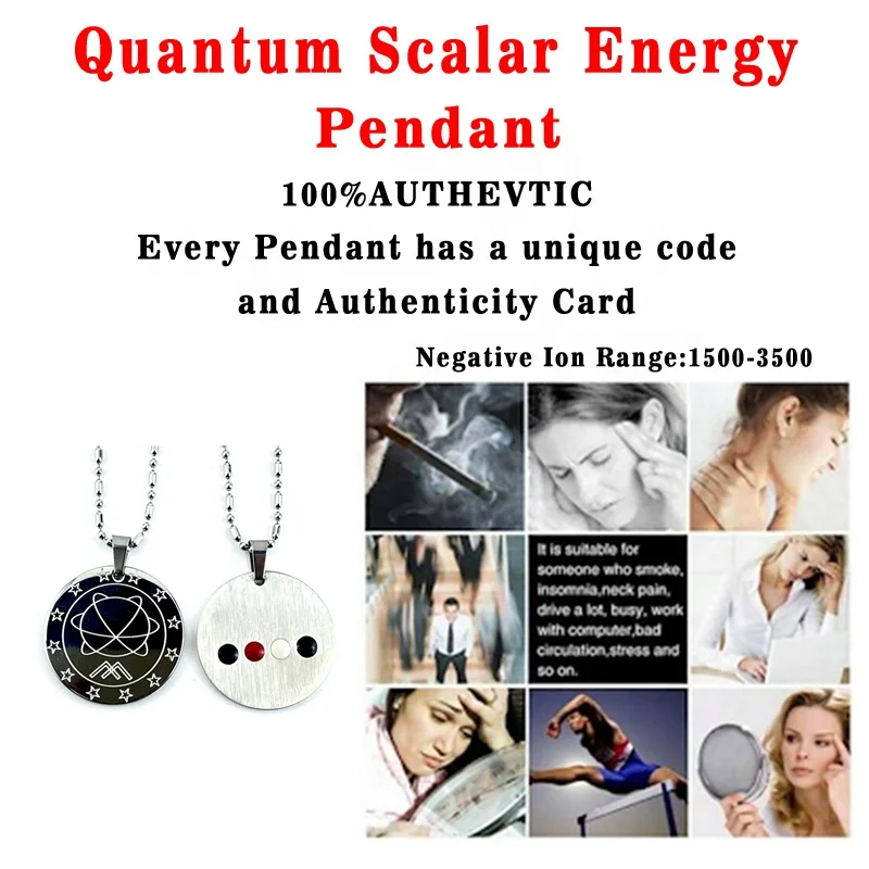 Global Scalar Energy Quantum Stainless Steel Pendant With Germanium Far Infrared Negative Ion Stone