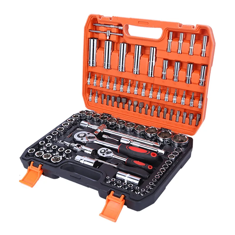 108pcs 1/2' 1/4' Dr Socket Wrench Set Kit Includes Combination OEM Customized Support Hard Case for Car Repairing