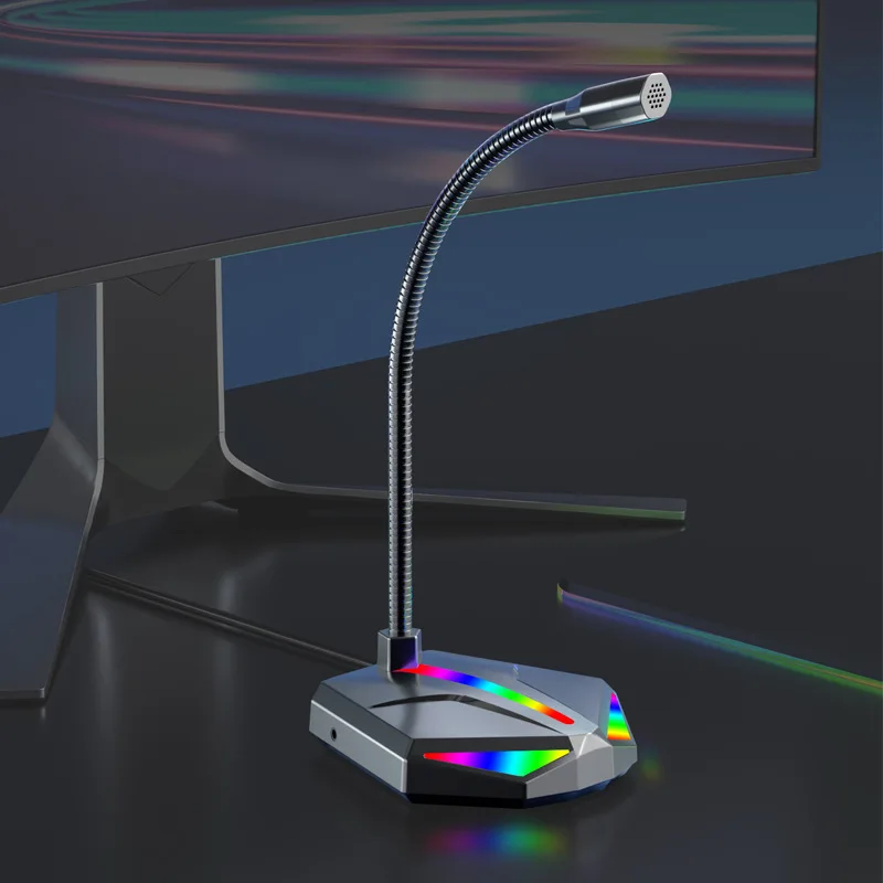 RGB Microphone USB LED Lights Noise Cancelling Video Recording Live game Led Light Gaming Headphone Stand Headset Holder