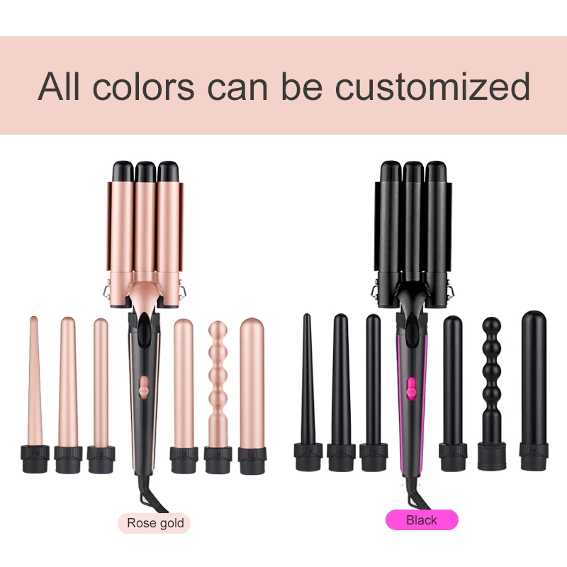 Professional Salon Hairdressing Tools PTC Heating Multifunction Hair Curler Wand Sets with 3 Barrel Wave Curling Iron