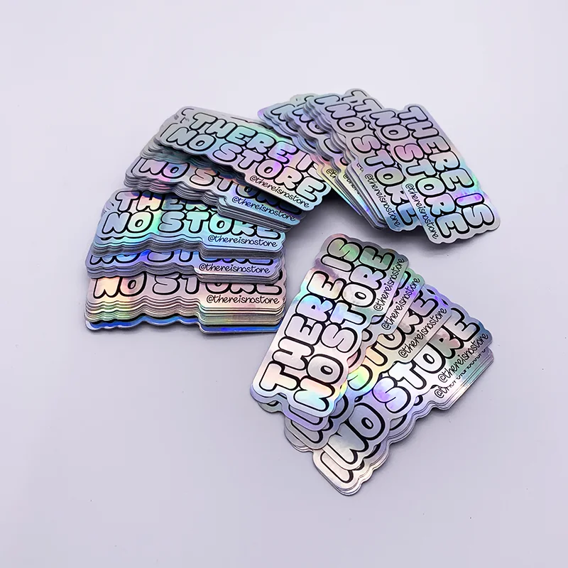 
Personalised Custom Holographic Logo Design Stickers Rainbow Laser Vinyl Die Cut Hologram Sticker With Hole 