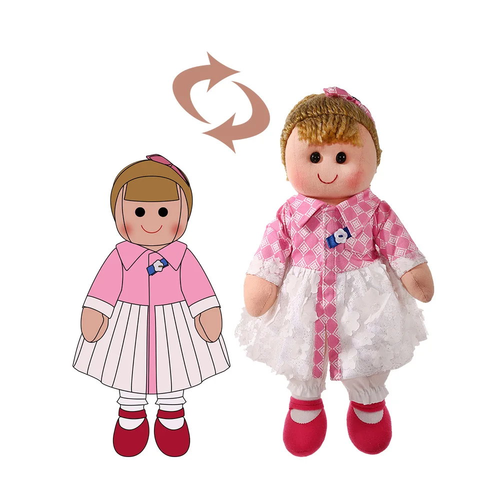 Оптовая продажа, мягкая плюшевая тряпичная кукла, чистая с розовым платьем, дешевая индивидуальная тряпичная кукла принцессы для детей