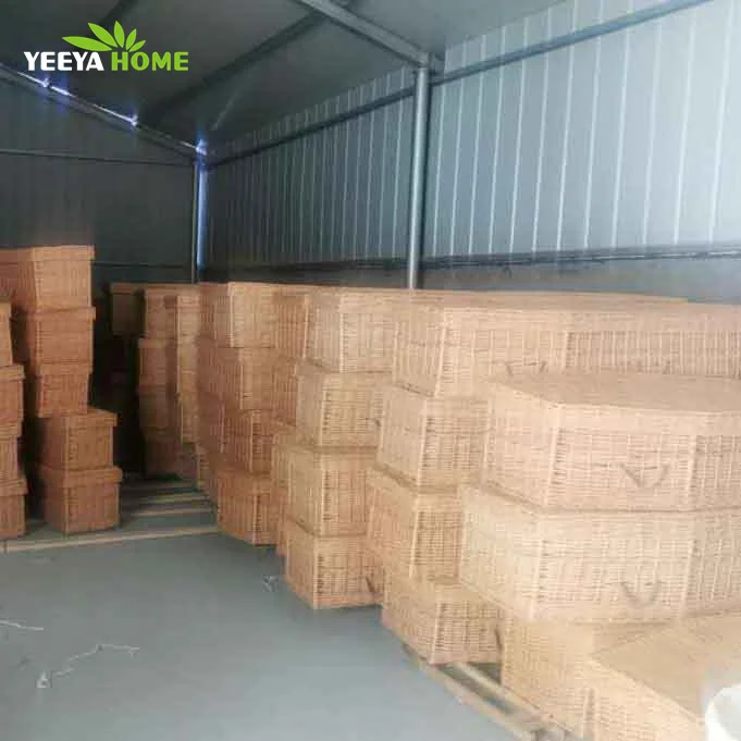 Eco-friendly Pod Light Weight Angular and Tapered Cane Basket Wicker Coffin Casket for Natural Burial