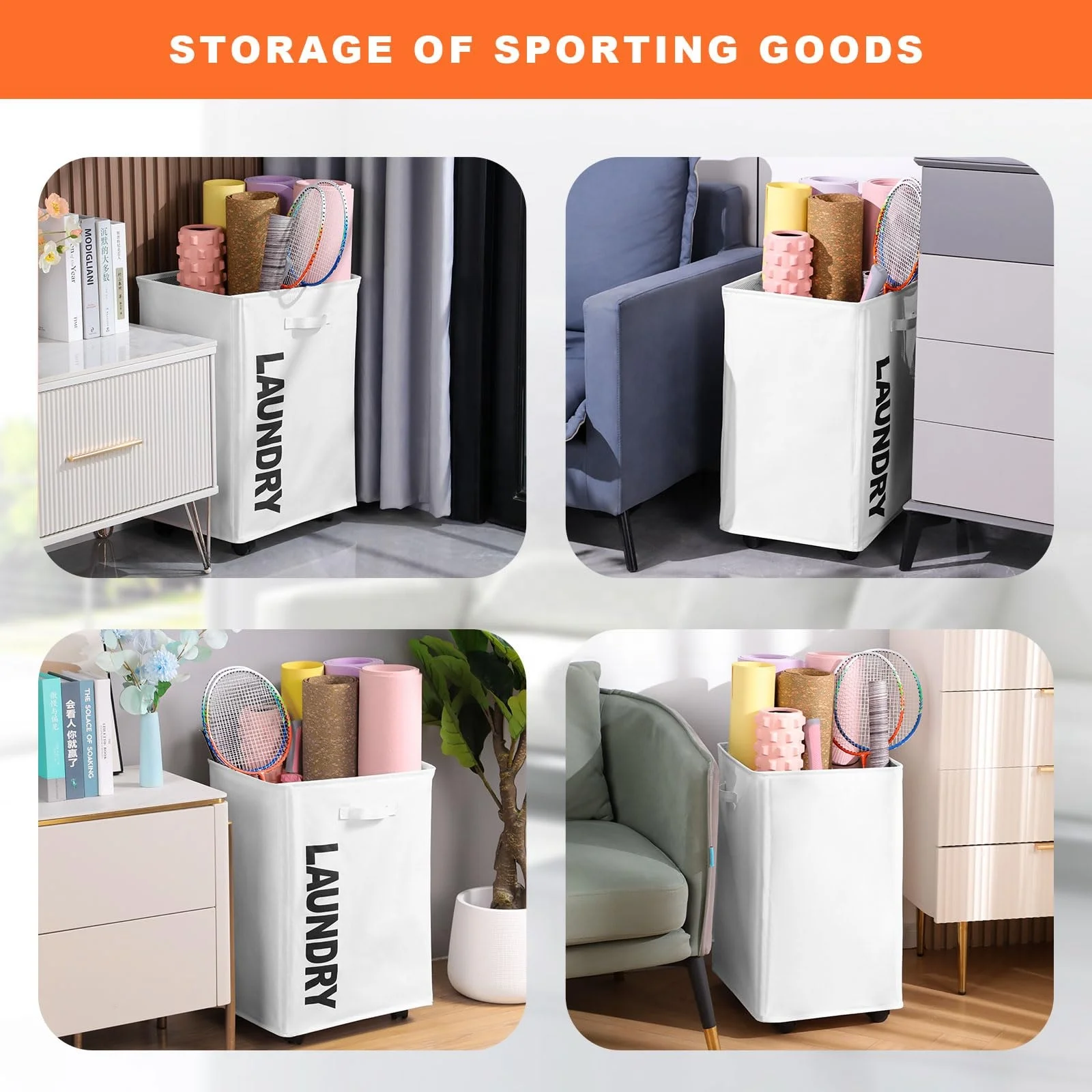YA SHINE home clothes storage organizer Large kids toys dirty clothes hamper bag Collapsible rolling Laundry Basket with wheels
