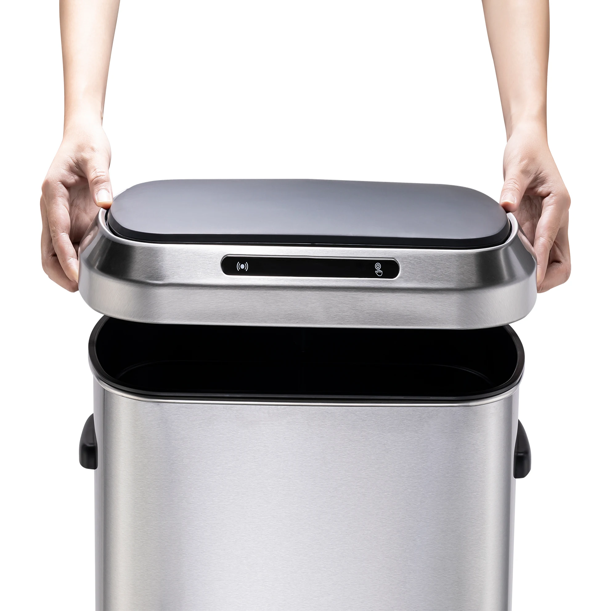 New Design Stainless Steel Dustbin 50 Liter Hotel Metal Intelligent Garbage Bin Touchless Smart Bin