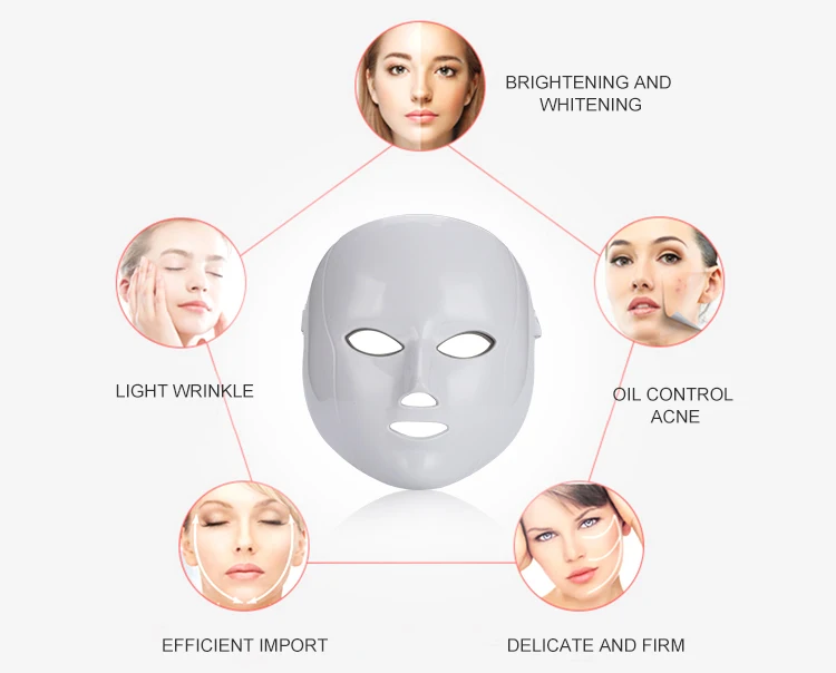 Home beauty skin care device 7 color led light face mask