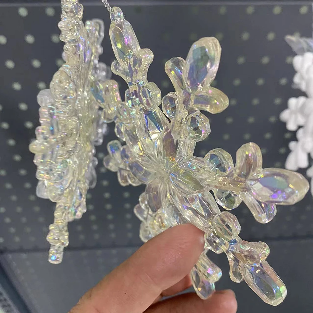 Laser cut clear acrylic Christmas tree decoration custom snowflake acrylic festive party decoration gifts