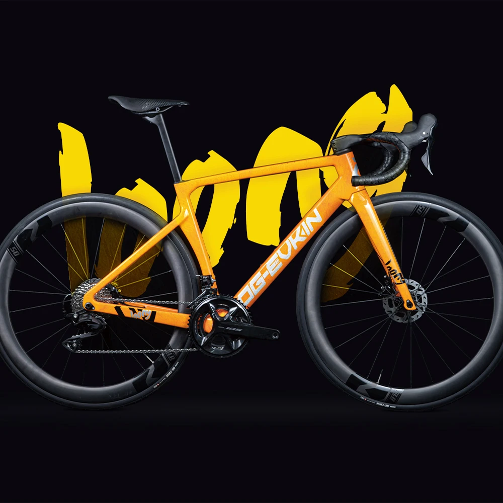 OG-EVKIN CF-LOONG-Orange Carbon Road Frame with Handlebar Full Inner Disc Brake T47 30C 12x100/12x142 Bicycle