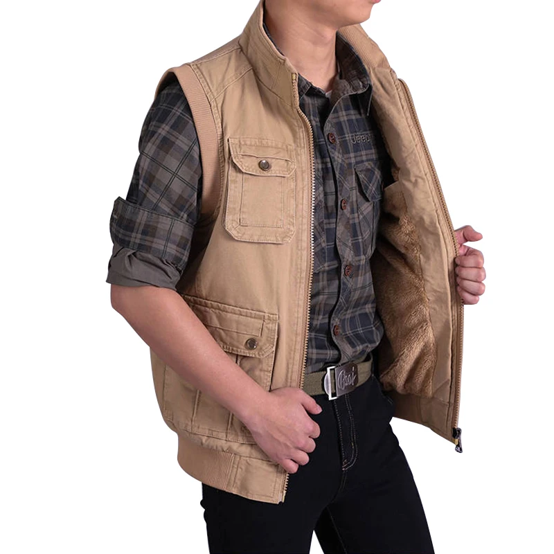 Классический дизайн для мужчин Veste замшевые туфли мужская хлопковая рубашка жилеты и безрукавки девочек с подкладкой из искусственного меха квадратными карманы пальто без рукавов