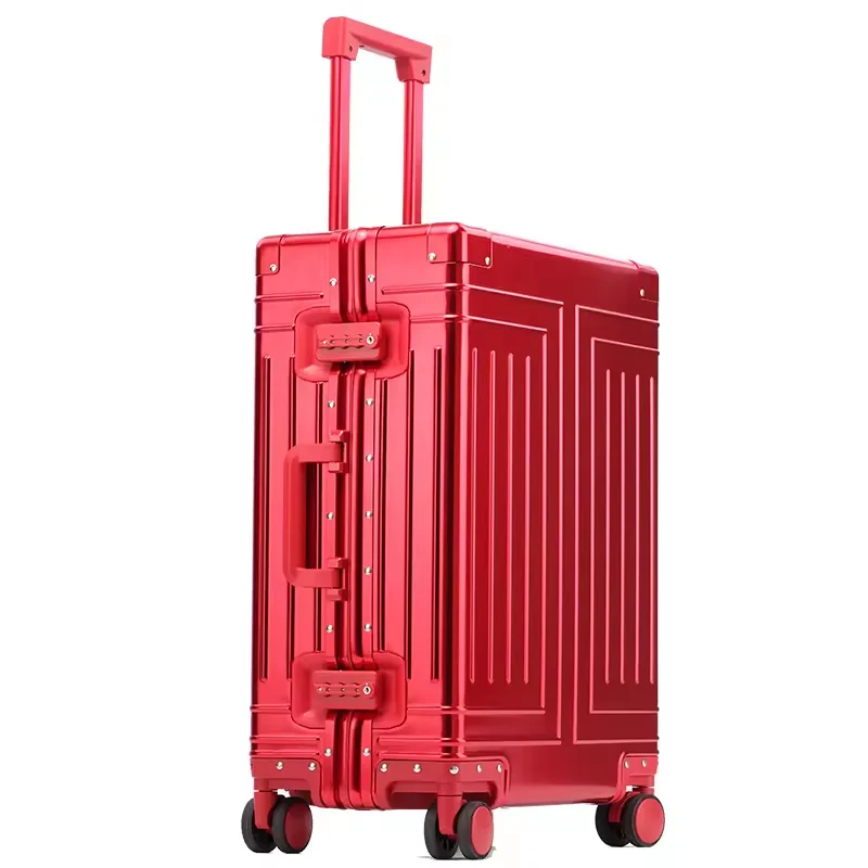 China Factory case suitcase travel luggage set for outdoors large capacity aluminum frame pure metal suitcases
