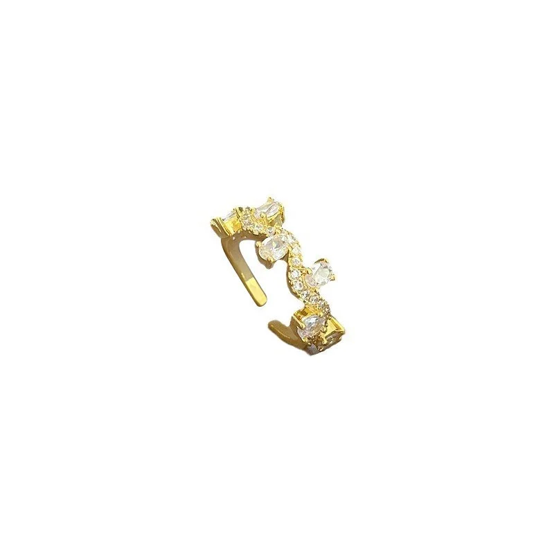 2024 Japanese and Korean New Zircon Stone Opening Adjustable Simple Couple Fashion Jewelry Brass Ring