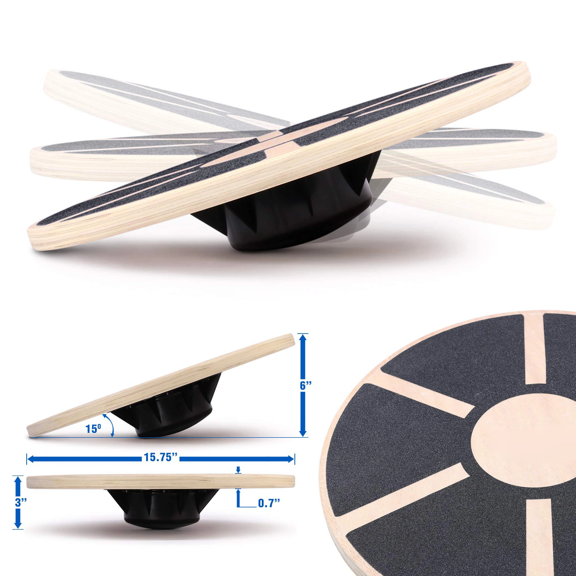 Montessori Premium Training Wood Wobble Exercise Fitness Fit Wooden Balance Board for Kids Adult