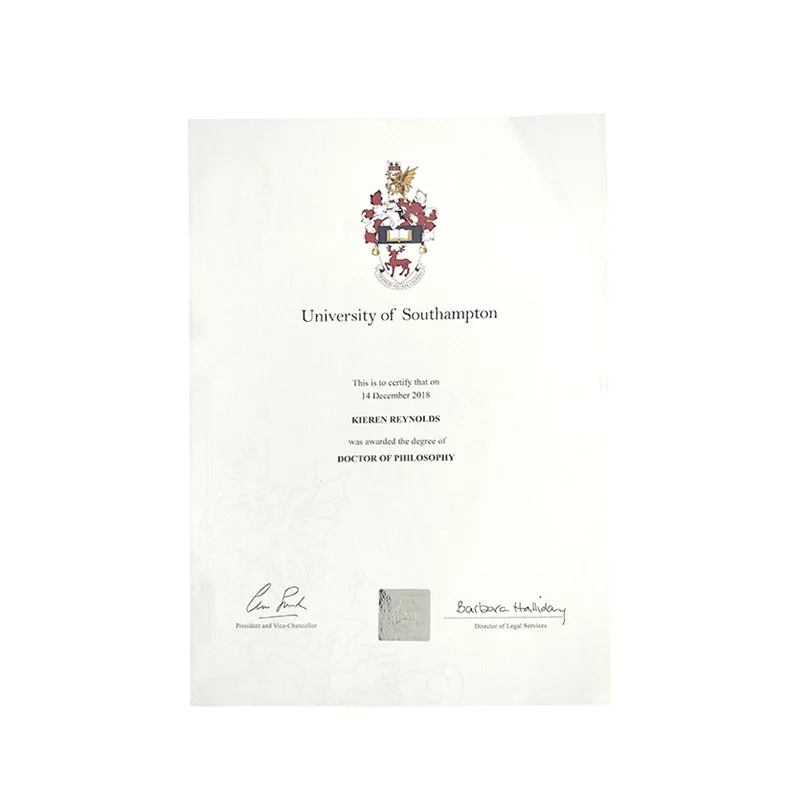 High Quality Customized Printing Degree Certificate of Authenticity Certificate Gold Foiled Metallic Border Award Certificate