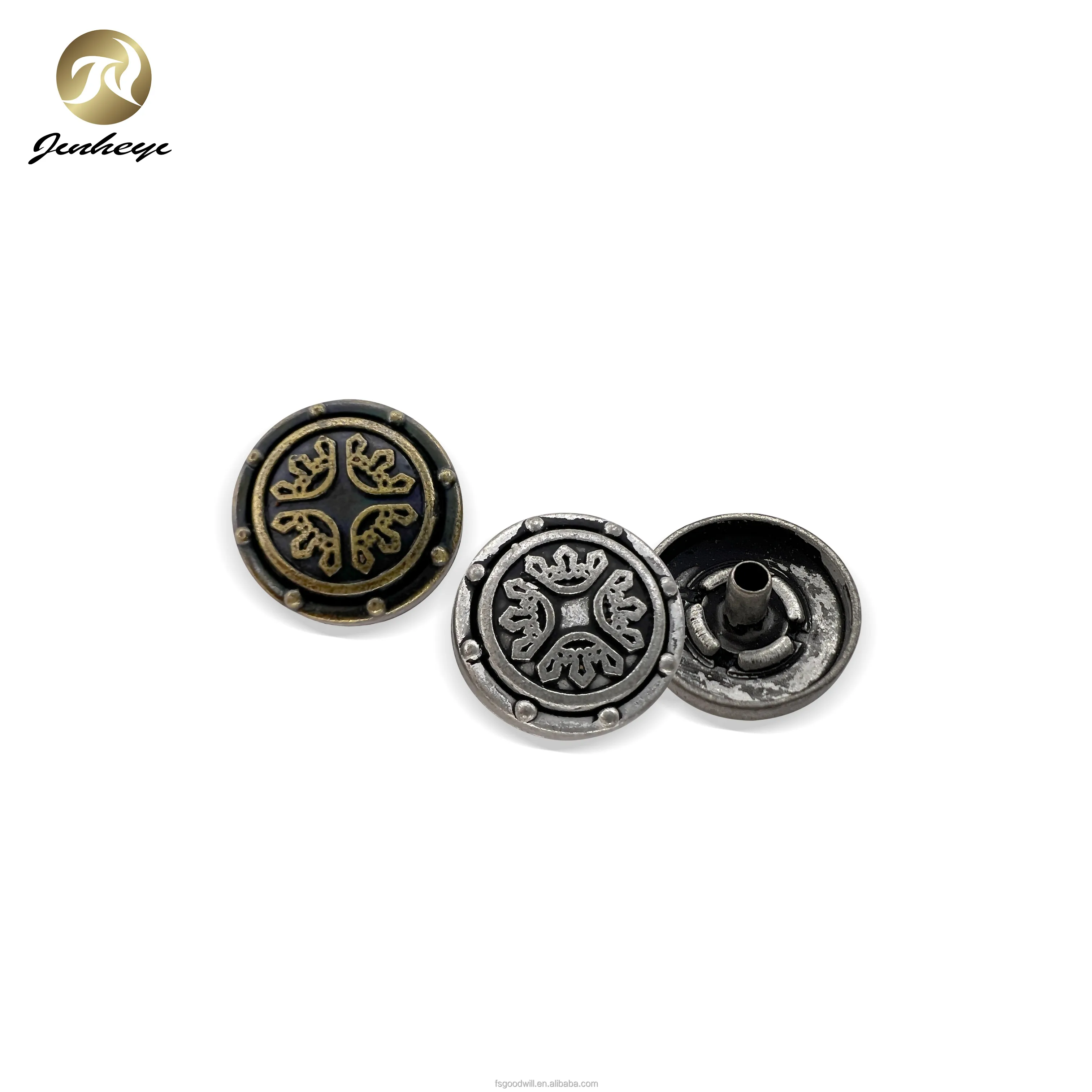 15 mm Custom printed metal buttons snap buttons gold and silver printed buttons
