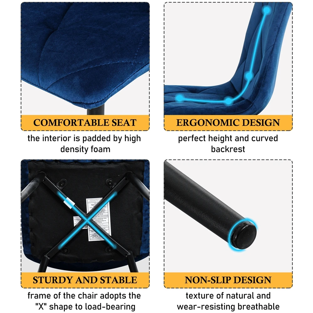 High Quality Kitchen Restaurant Dining Room Furniture Blue Fabric Modern Chairs