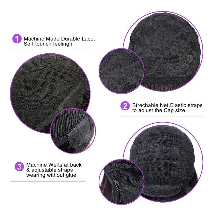 Bulk Scalp Bleached Knots Vrigin Glueless Highlight Black Women Human Baby Hair Pixie Cut Bob Afro Kinky Curly Wigs