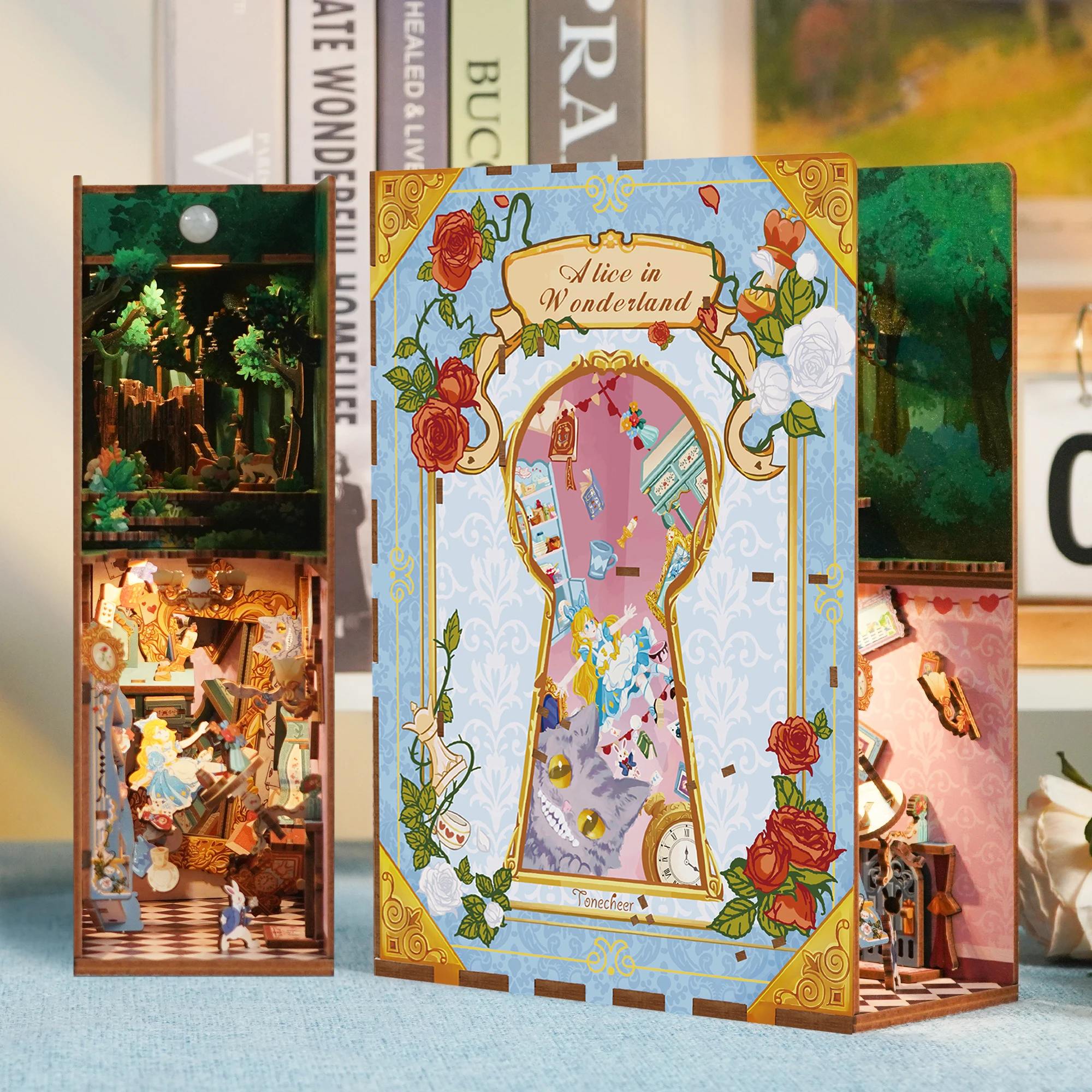 Tonecheer Adventure TQ128  book nook wooden puzzle diy book nook doll house miniature