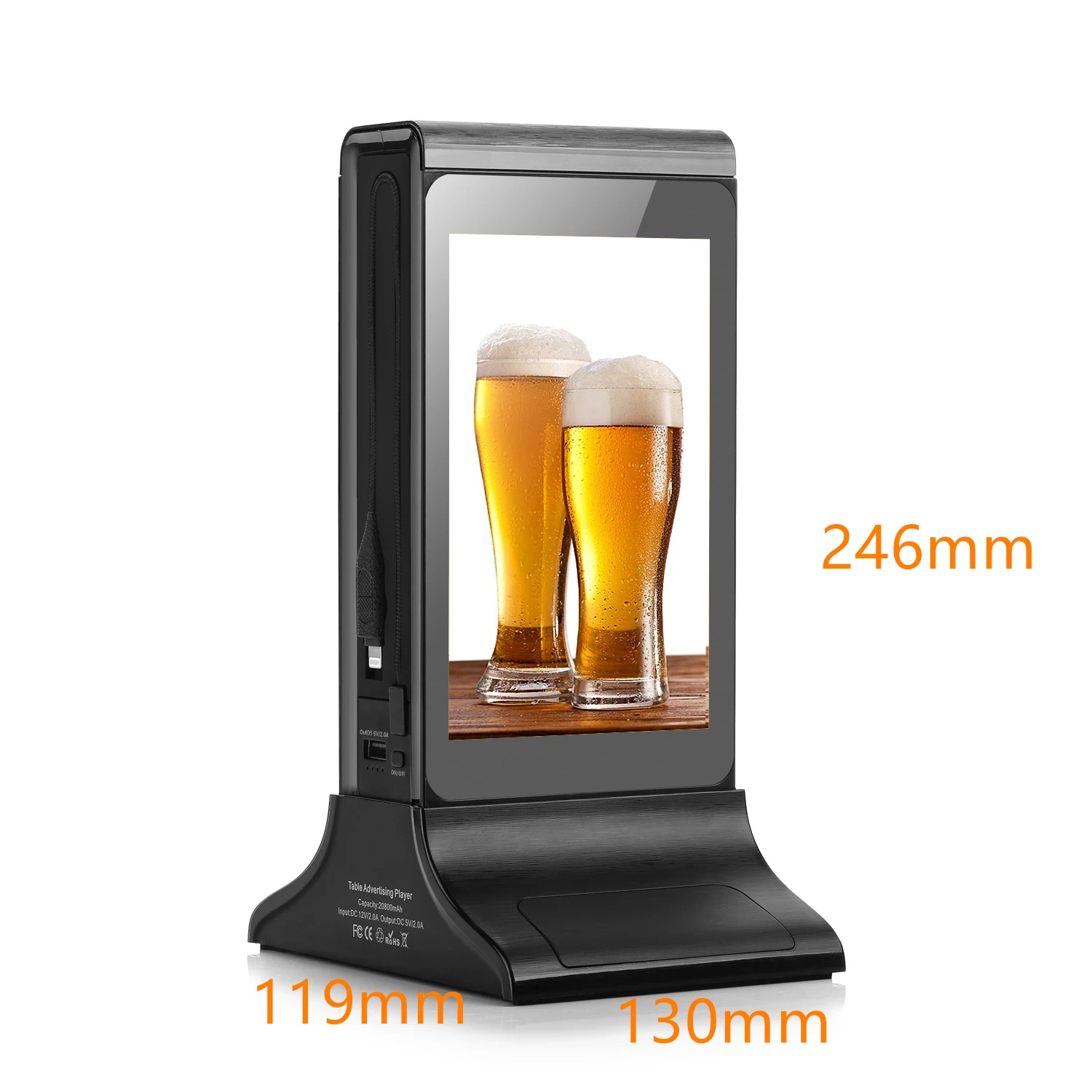 20000 мАч меню power bank Кафе Ресторан Бар зарядная станция 7 дюймов рекламное табло с ЖК-дисплеем для мобильного телефона зарядное устройство