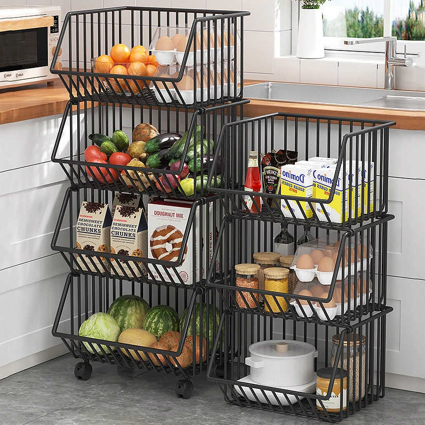 Storage Baskets 5-Tier Large Home Mesh Metal Food Produce Sepatu Vegetable Kitchen Organize Wire Fruit Other Storage Baskets