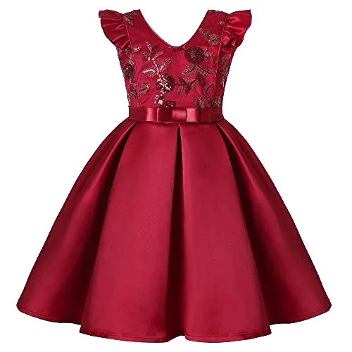 Goodada Garment Delicate Embroidery Sequined Design Girls Party Dress 3-8 Years Old Little Princesses Girls Birthday Dresses
