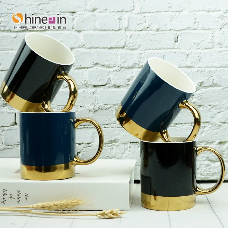 New Golden Edge Ceramic Coffee Cup Chinese Milk Cup Ins Coffee Cup Mugs With Golden Rim
