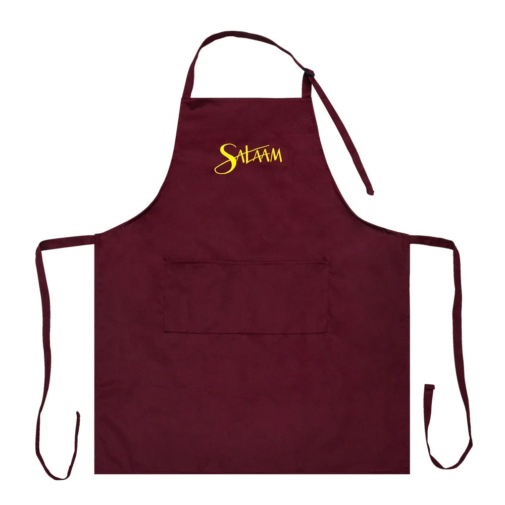 Promotional Kitchen Aprons 100% polyester Custom Waterproof Bib Cooking Apron With Embroidery or Print Logo for Coffee shop