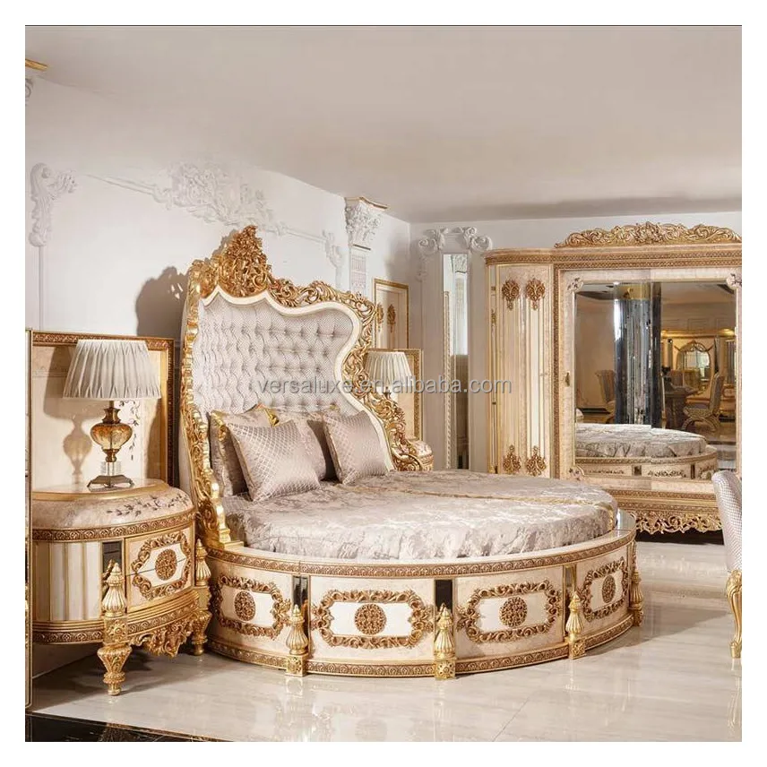 French hot sale luxury royal fancy solid wood home luxury bedroom furniture set interior design