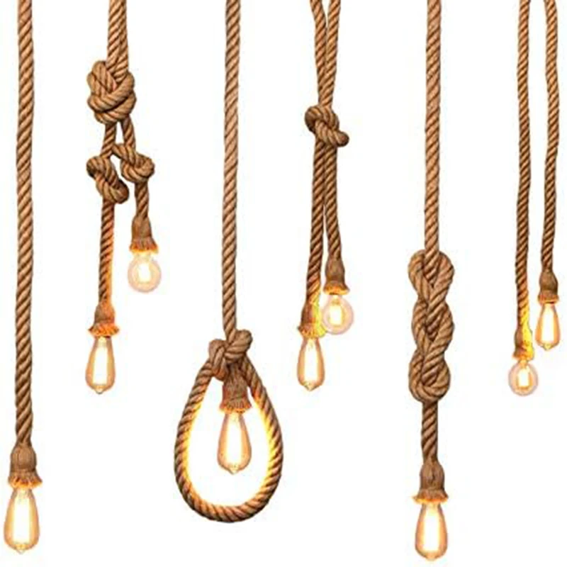 Vintage Jute Rope lampholders Edison bulb E27 Pendant lamp holder