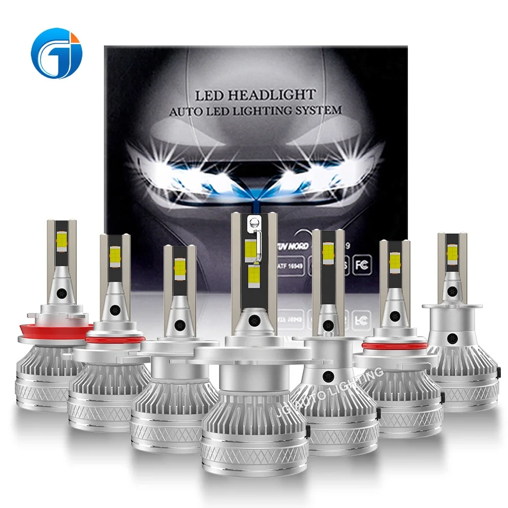 JG WS55 3*3mm Square double Tube H4 9005 Led Headlamp H11 Waterproof IP68 CSP 3570 Chip Automotive H7 Led Headlight Bulbs