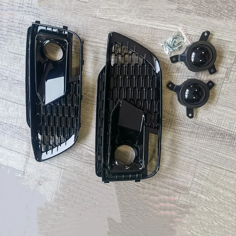 ABS Material Fog Lamp Case For Audi Q5 2018 2019 2020 Original/Sports Model Black Honeycomb Style Fog Light Cover Lower Grille