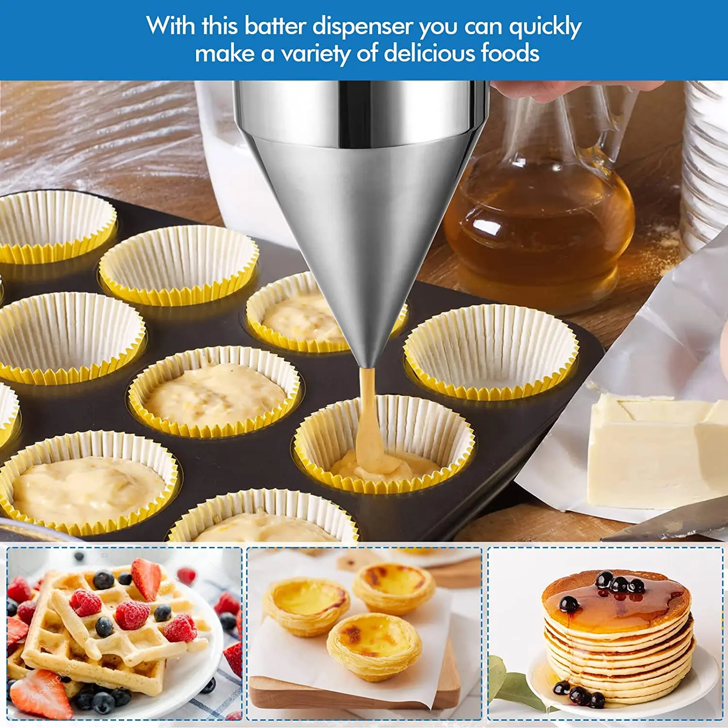 Best Sale Metal Stainless Steel Baking Funnel Dispenser with Stand Cake Desserts Making Bakery