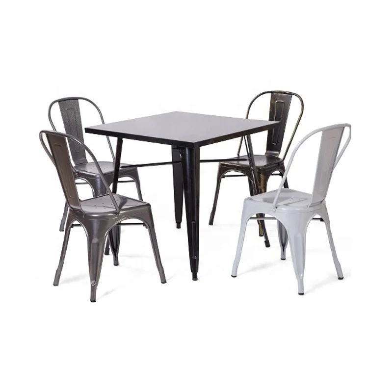 Foshan factory vintage metal industrial restaurants dining table and chair