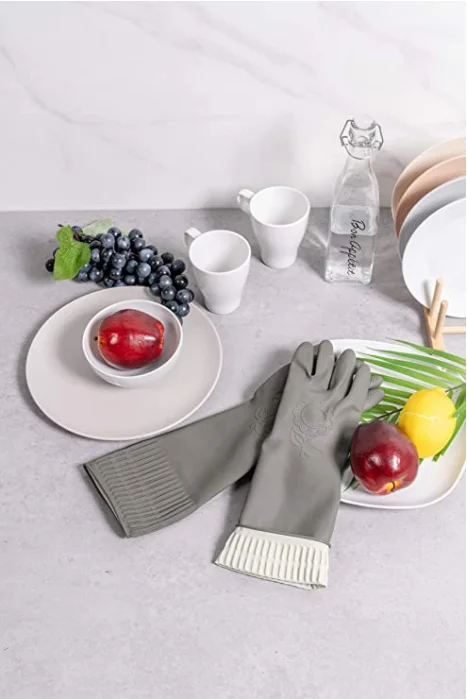 Reusable Waterproof Household Dishwashing Cleaning Rubber Gloves, Non-Slip Kitchen Glove