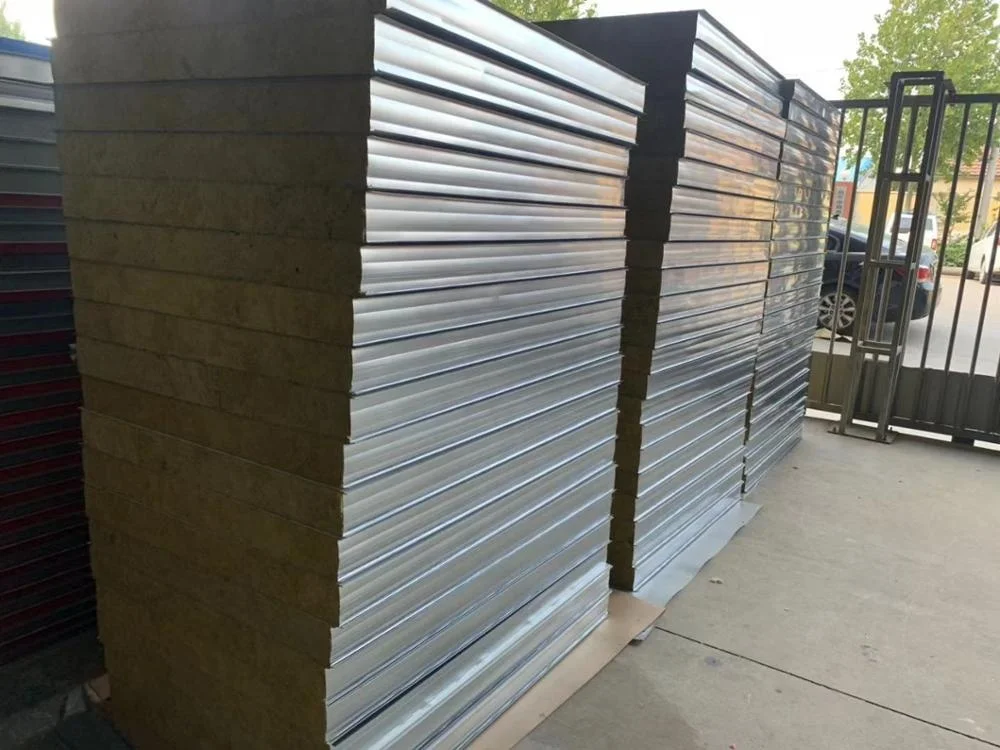Heat and Sound Insulation mineralwool Professional Factory Supplier Sandwich Panel Warehouse Used rock wool Sandwich Panel Metal