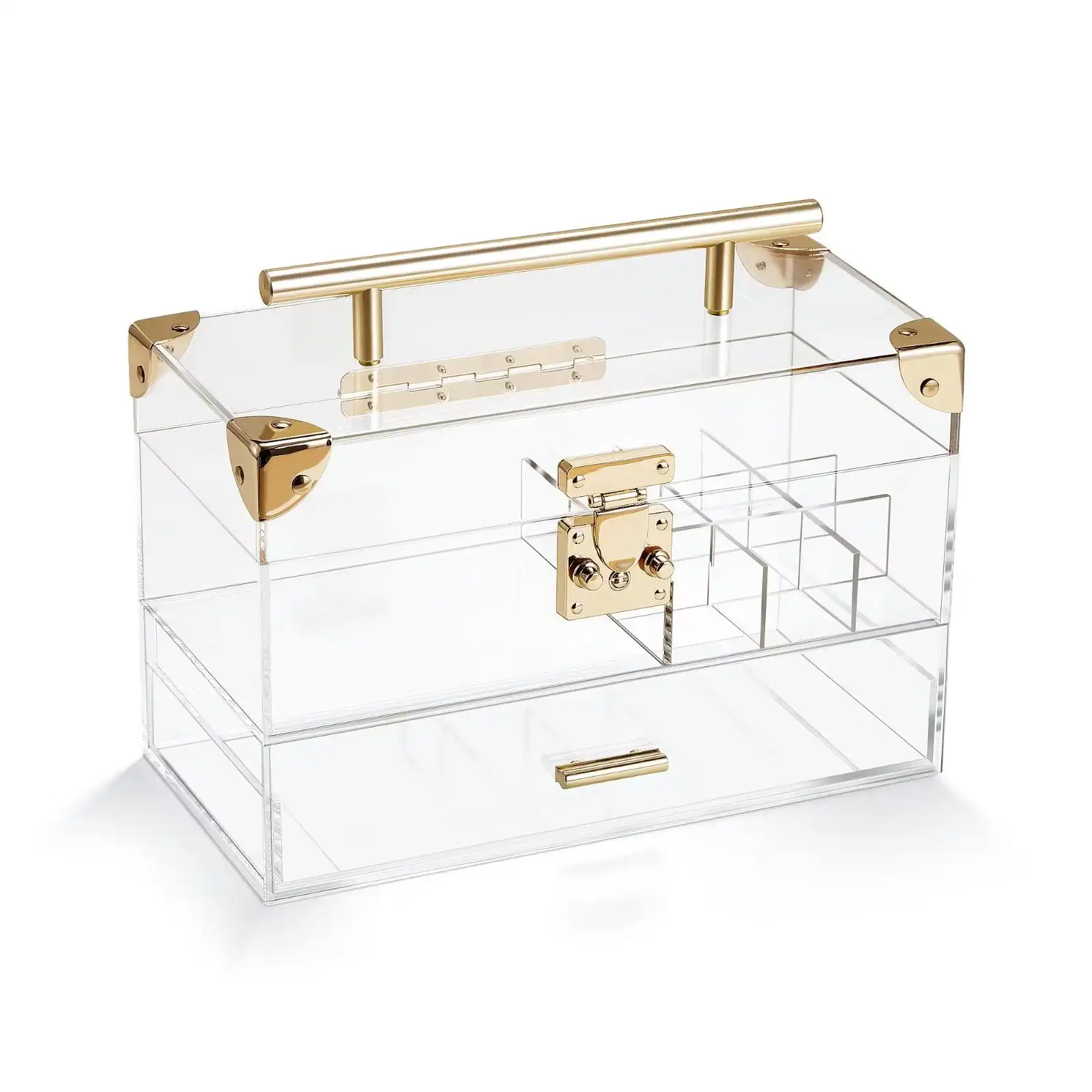 Custom Lucite Cosmetic Box Acrylic Makeup Organizer In Large Capacity For Sale