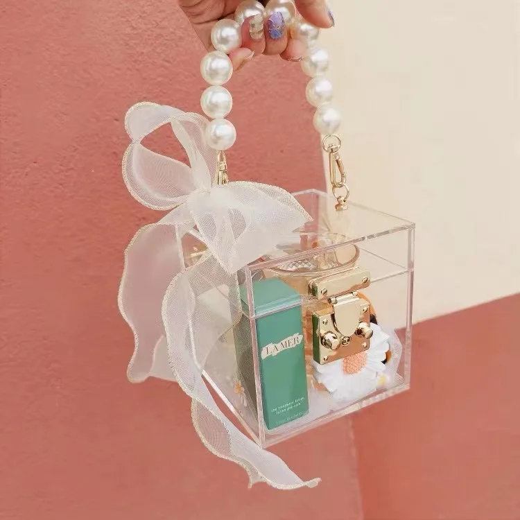 Мой элегантный прозрачный лист PMMA 6-сторонний акриловый свадебный подарочный ящик Роскошная акриловая Подарочная коробка для дня рождения Подарочная коробка Lucite после вечеринки