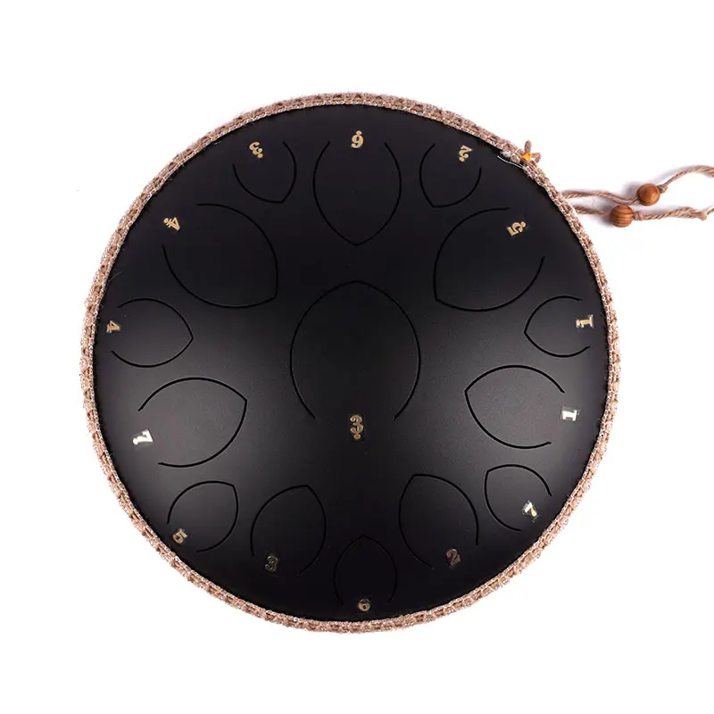 Factory offer the big size  design 14 inch (35 cm) 15 tongue black  hank drum D key balmy drum  steel tongue drum