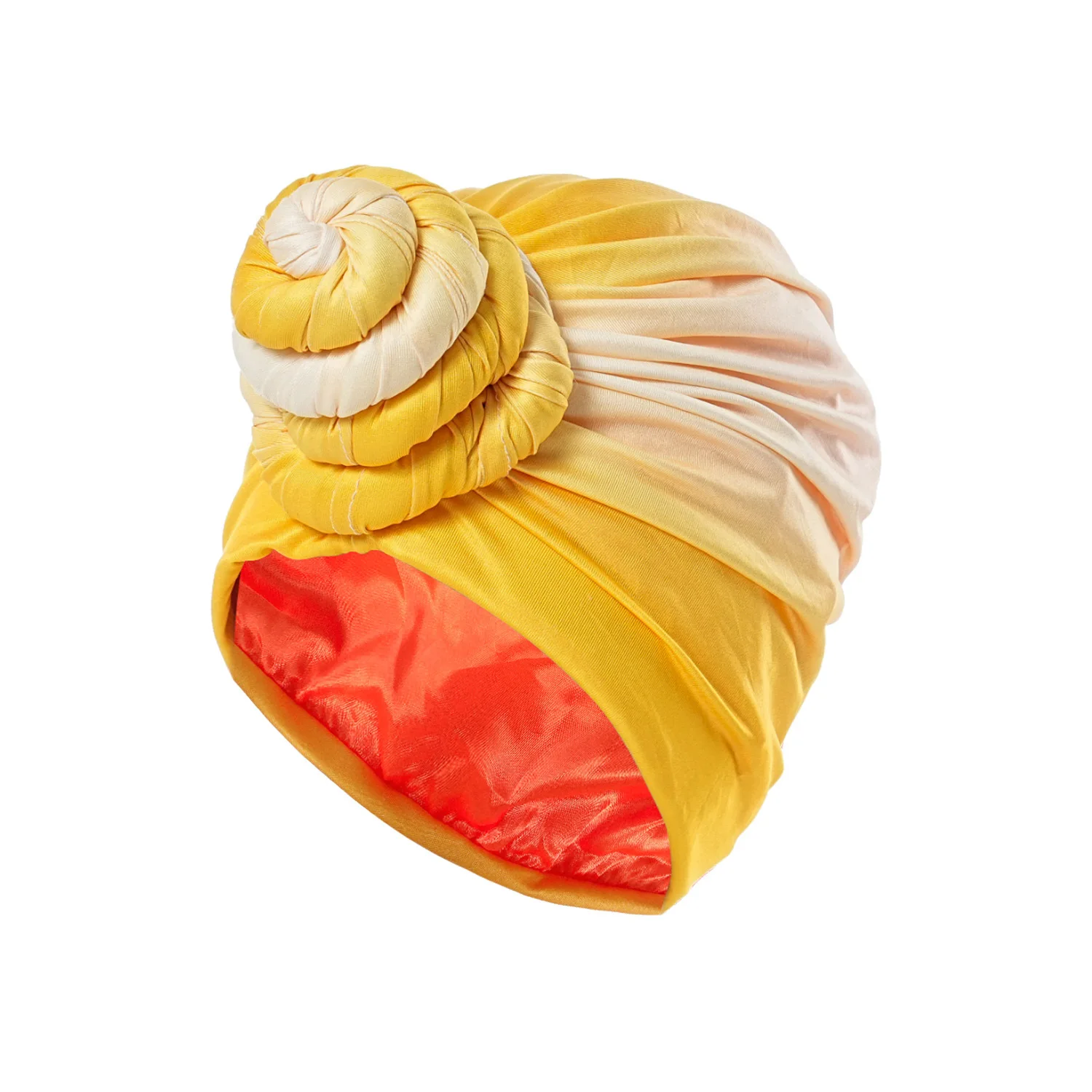 HZM-61044 Silk Satin Lined Turban Head Wrap Pre-Tied Skull Cap for Men and Women Sleeping Bonnet Hair Cover Chemo Hair Loss Hat