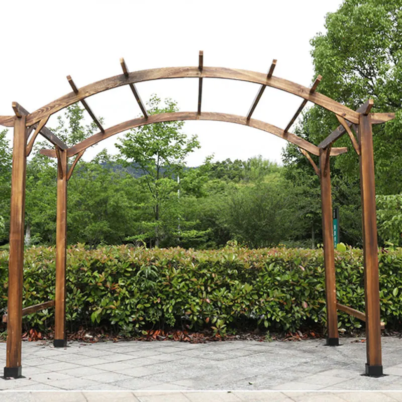 Outdoor garden landscape wedding scene decorated with solid wood pavilion cool grape  pavilion