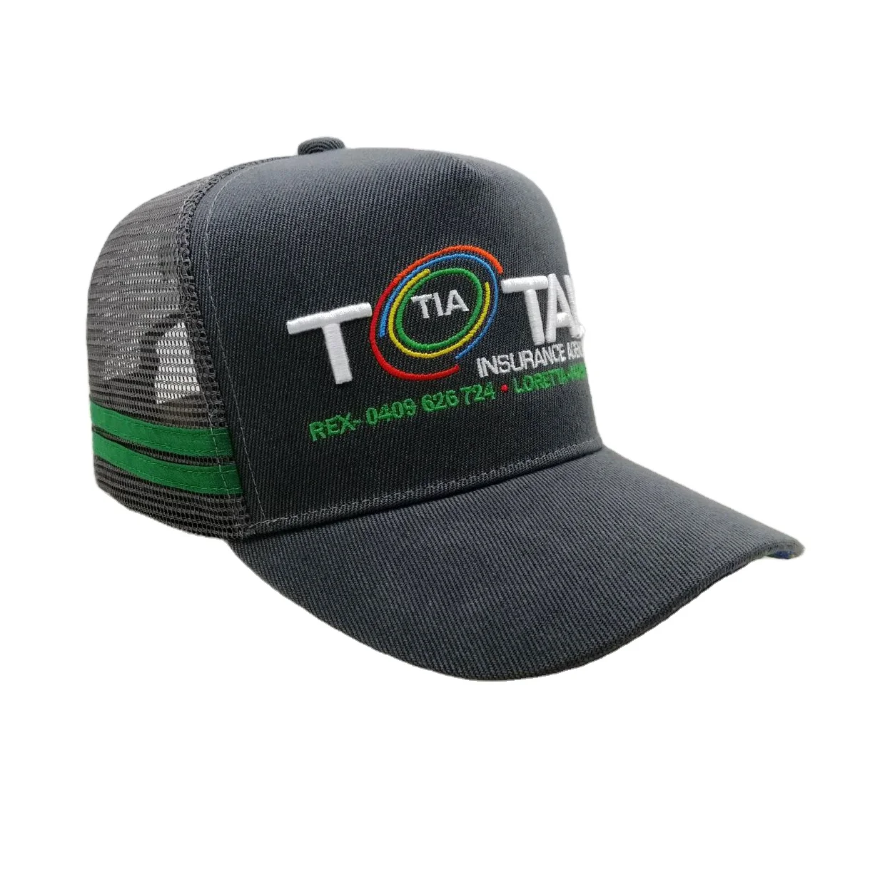 Hot Sale 5Panel Side Stripe Trucker Hats Custom Deep High Profile Gingham Leather Embroidery Country Side Trucker Hats Snap Caps