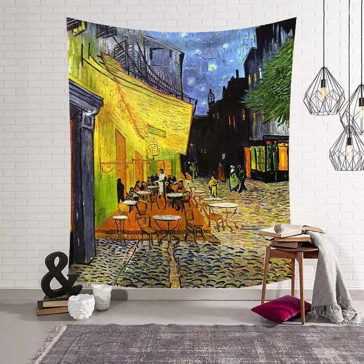 Aesthetic Flowers Oil Painting Customized 100% Polyester Tapestries Wall Hanging Van Gogh Tapestry