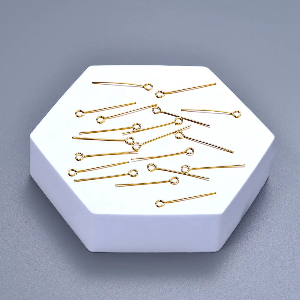 18K Gold Head Pins for Jewelry Making Eye Pins Brass Dressmaker Headpins Jewellery Supplies Kit for Crafting Earrings Bracelets