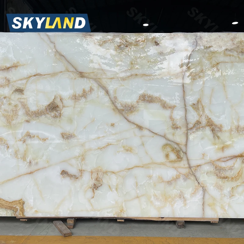 Белая искусственная панель из оникса Skyland мраморные столешницы каменные плиты на квадратный фут